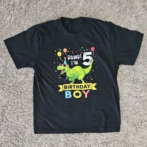 Birthday Boy Dinosaur T-Shirt - Black